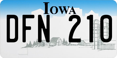 IA license plate DFN210