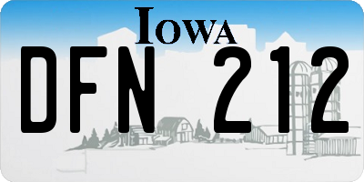 IA license plate DFN212