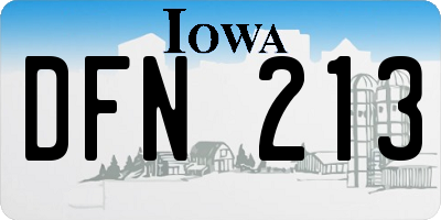 IA license plate DFN213