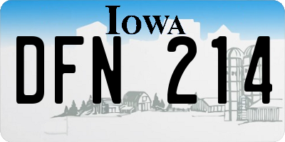 IA license plate DFN214