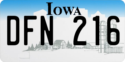 IA license plate DFN216
