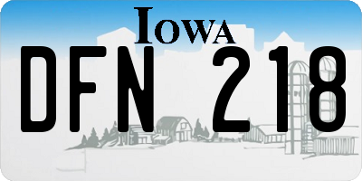 IA license plate DFN218