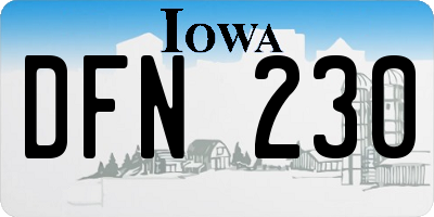 IA license plate DFN230