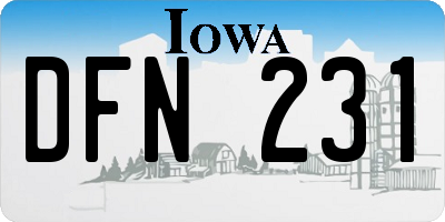 IA license plate DFN231