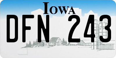 IA license plate DFN243