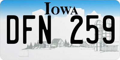 IA license plate DFN259
