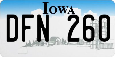 IA license plate DFN260