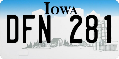 IA license plate DFN281