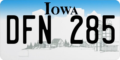 IA license plate DFN285