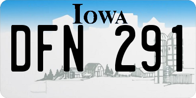 IA license plate DFN291