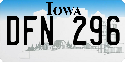 IA license plate DFN296