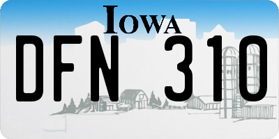 IA license plate DFN310
