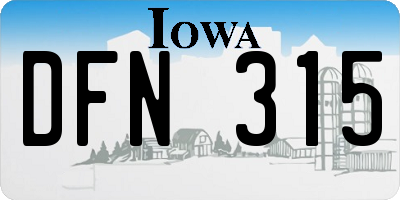 IA license plate DFN315