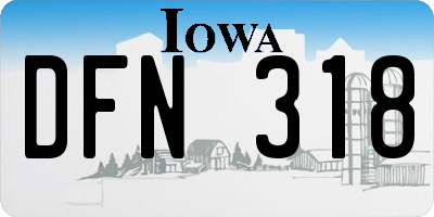 IA license plate DFN318