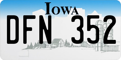 IA license plate DFN352