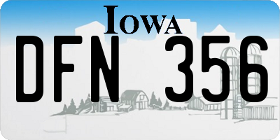 IA license plate DFN356