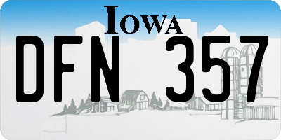 IA license plate DFN357