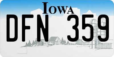 IA license plate DFN359