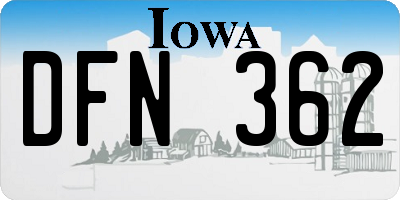 IA license plate DFN362