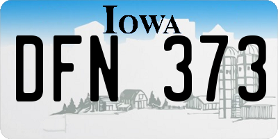 IA license plate DFN373