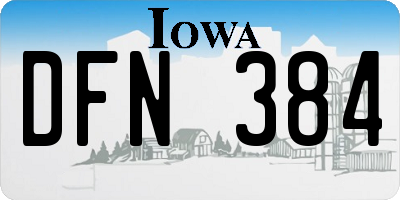 IA license plate DFN384