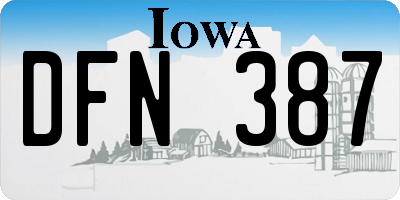IA license plate DFN387