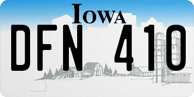 IA license plate DFN410