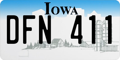 IA license plate DFN411