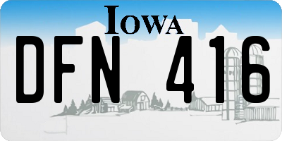 IA license plate DFN416