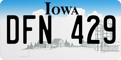 IA license plate DFN429