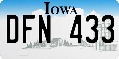 IA license plate DFN433