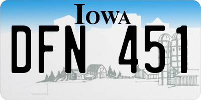 IA license plate DFN451