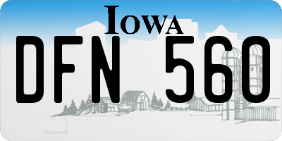 IA license plate DFN560