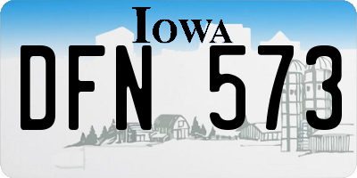 IA license plate DFN573