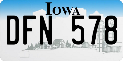 IA license plate DFN578