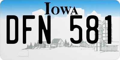 IA license plate DFN581