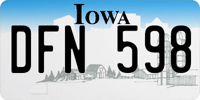 IA license plate DFN598