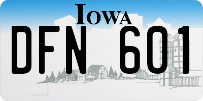 IA license plate DFN601