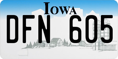 IA license plate DFN605