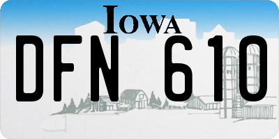 IA license plate DFN610