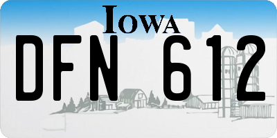 IA license plate DFN612