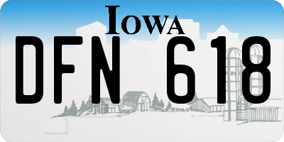 IA license plate DFN618