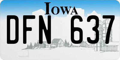 IA license plate DFN637
