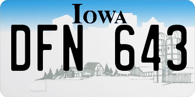 IA license plate DFN643