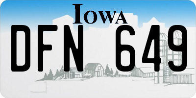 IA license plate DFN649