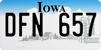 IA license plate DFN657