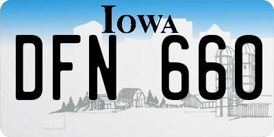 IA license plate DFN660