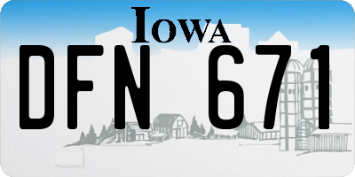 IA license plate DFN671