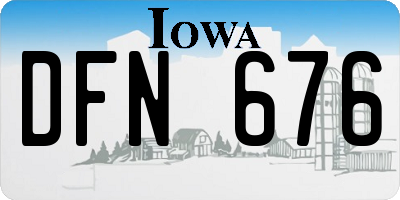 IA license plate DFN676