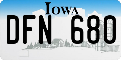 IA license plate DFN680